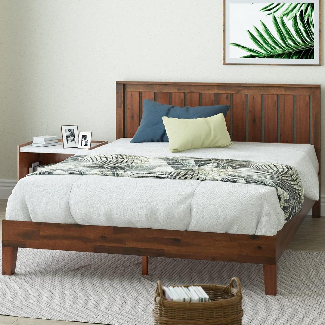 Zinus Vivek Deluxe Wood Platform Bed Frame with Headboard, Wood Slat Support, No Box Spring Needed, Easy Assembly, King