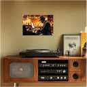 ZXHYWYM Black Music Canvas Wall Art African American Jazz Painting Music Playing Art Musical Instruments Prints Music Themed Men's Room Home Decor Framed (Black, 16.00" x 24.00"
