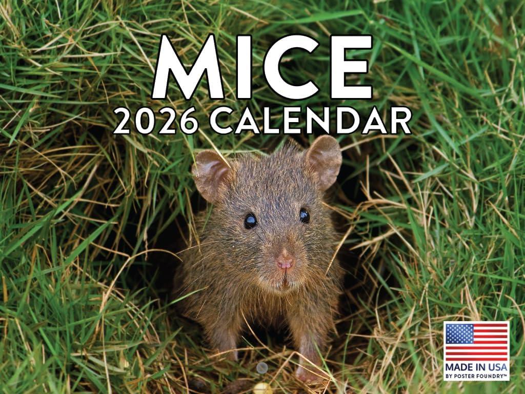 Mouse Calendar 2026 Mice Monthly Wall Calender 12 Month | American Made In The USA
