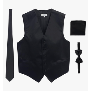 Gioberti Men's Formal 3pc Satin Vest Necktie Bowtie and Pocket Square, Medium