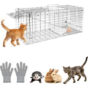 Humane Live Animal Trap Cage 26" × 9" × 10",Heavy-Duty Live Catch Cage for Raccoon, Squirrel, Stray Cats, Groundhogs, Armadillos, Opossums, Rabbits, Skunk, Mole, Small Wildlife Control