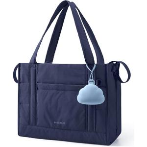 BAGSMART Diaper Bag Tote Puffer, Hospital Bag for Labor Delivery with Pacifier Case, Lightweight Baby Bag for Travel, Work | Multifunctional, Insulated Pockets, Water Resistance (Navy Blue)