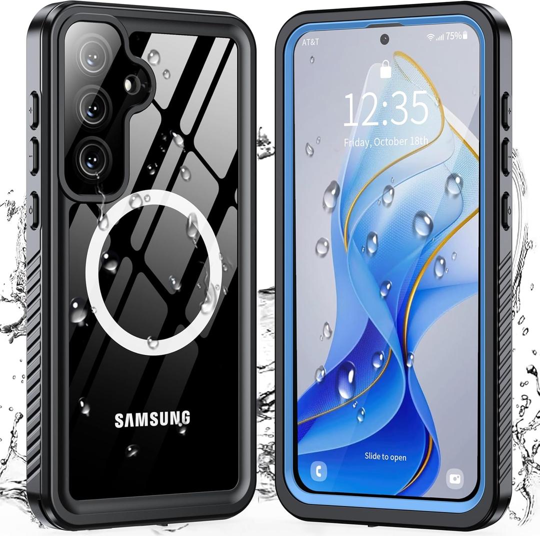 ANTSHARE Magnetic for Samsung Galaxy S25 FE Case, Waterproof with Built in Screen Protector & Camera Protection, [Compatible with MagSafe] [IP68 Underwater], Full Body Rugged Phone Case 6.7'' - Blue