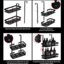 White Over Door Shower Caddy, Rustproof Bathroom Organizer, 2-Tier Storage Rack, 11.81x5.31 Inch Shelves, No Drilling Required