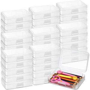 Zhehao 40 Pack Plastic Pencil Box School Case for Kids Bulk Utility Pencil Hard Plastic Pen Box Storage Organizer Brush Painting Pencils Storage Holder Office Supplies, 5 Colors(Clear)