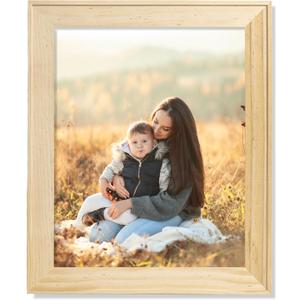 16x20 Picture Frame Solid Wood Country Rustic Style Distressed Photo Frame Real Glass with Raised Edges for Wall Mount Display Vertical or Horizontal, Natural