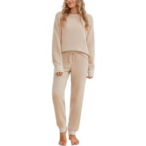 Snuggle Sac Ultrasoft Women's Pajama Set 2-Piece Lounge Set (Beige, S)