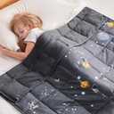 Anfie Weighted Blanket Kids (36"x48" 5lbs), Weighted Blanket Cooling Blanket for Sleeping,Throw Size Breathable Blanket with Premium Glass Bead(Space Grey)
