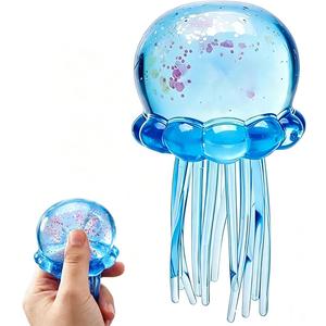 Jellyfish Squeeze Toys, Relieve Stress, Slow Rise Squishy, Ultra Moldable Stress Relief Sensory Toy for Adults (Blue)