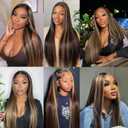 Ombre Lace Front Wig Human Hair 1B/30 Highlight Straight Wigs 13X6 Transparent Lace Frontal Glueless Wigs Honey Blonde Colored Human Hair Pre Plucked for Women 28inch