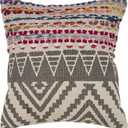 LR Home Throw Pillow, Off White/Chindi, 18×18 Inch