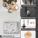 ANYLOVE Modern Chandelier 5-Light Industrial Ceiling Lights Fixture 18" Black Semi Flush Mount Ceiling Light with G9 Base Lights Fixture for Dining Room Bedroom Foyer Hallway Living Room, 18 inches x 14 inches x 14 inches