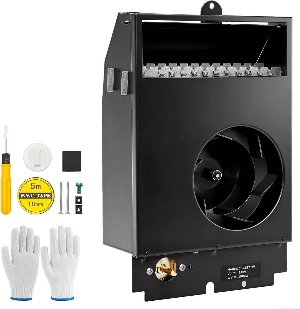 Replacement c-adet Com-Pak Electric Wall Heaters Assembly for CS152 Models, with Built in Thermostat, Compatible with CS152/CSC152TW/TA/W/A-240/208 Volt Electric Heater Insert, 1500/1125 Watt, Black