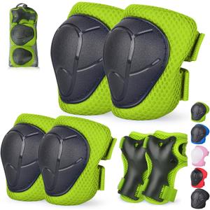 Kids/Youth Knee Pads and Elbow Pads Set with Wrist Guard 3 in 1 Kids Protective Gear Set for 3-14 Years for Skateboarding, Skiing, Cycling, BMX Biking, Running, Scooter