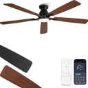 Fanbulous 60 inch Ceiling Fans with Lights, Smart Flush Mount Ceiling Fan and Remote APP, Modern Low Profile, 3CCT 20W LED with 6-Speeds Quiet Reversible Motor for Bedroom, Living Room, Kitchen, Black