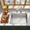 25x18 Inch Kitchen Sink Drop in, Premium T-304 Grade Stainless Steel Sink, 9" Deep Single Bowl with Brushed Finish, R10 Tight Corner, 2 Pre-Drilled Holes, Topmount Sink with Strainer