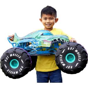 Hot Wheels Monster Trucks RC Toy, Large Remote-Control 1:6th Scale Mega-Wrex, All-Terrain Tires, 2ft+ Long
