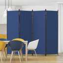 Room Partitions and Dividers 4 Panel Portable Wall w/ 3 Wider Feet Folding Room Divider 6FT Privacy Wall Indoor as Dressing Screen for Apartment School Office Children's Separate Rooms,Blue