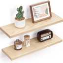 Floating Shelves for Wall, 24 Inch Raw Wood Shelves Set of 2, Natural Ash Wood Floating Shelves for Living Room Bedroom Kitchen Home Office - Natural (24inch)