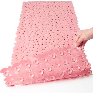 SONGZIMING Pebble Bath Mat for Bathtub to Anti Slip Bathtub Mat in Shower with 16 Inches by 35 Inches (Pink)