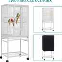 YITAHOME 53.9 inches Metal Bird Cage for Parakeets: Large Parrot Cages with Seed Catcher & Birdcage Cover with Rolling Stand & Brakes for Lovebirds Cockatiels Pigeon Finches