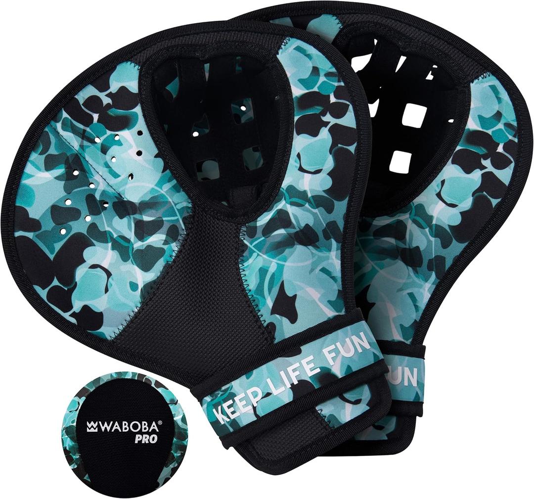 Waboba Catch Water Gloves Pro Water Bouncing Ball Set - for Beach Games & Swimming Pool Toys  2 Baseball Style Mitts for Catching Water Balls  One Size Ambidextrous Design, Black