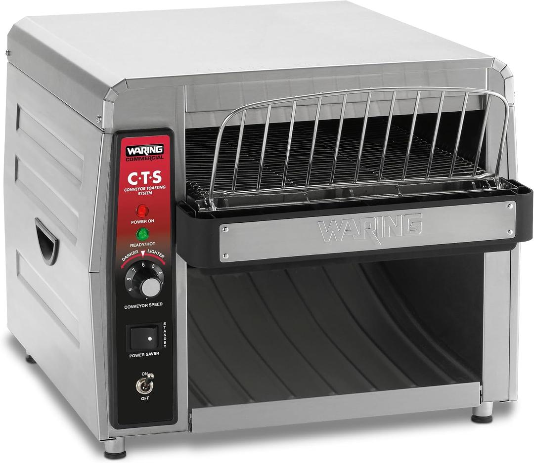 Waring Heavy-Duty Conveyor Toaster with 450 Slices per Hour
450 Slices per Hour, Stainless Steel Construction, for Cafes & Restaurants, NSF Certified, 120V