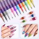 MJB Drenubal 12 Color Color Nail Art Pens, Nail Polish Pens Set Drawing Painting Point Liner Acrylic Painted Pen Kit, Waterproof and Quick-drying Nail for DIY Nails Art Design Manicure Tools