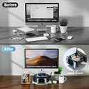 KDD Monitor Stand Riser with Drawer - Computer Monitor Stand for Desk with Storage /Phone Holder/Pen Tray - Desk TV Shelf, Laptop Printer, Organizer Stand for Home & Office