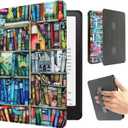 SCSVPN Case for Kindle Paperwhite 12th Generation 2024 & Kindle Colorsoft Signature Edition (7''), All-New Slim PU Leather Double-Sided Magnetic Back Cover with Hand Strap Auto Sleep/Wake, Bookshelf