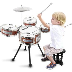 Drum Set for Toddlers 1-3, 8PCS Kids Drum Set Toys Ages 3-5 5-7 Educational Percussion Musical Instruments Drums Toys Playset for Beginner Boys Girls Birthday Xmas Gifts (Small)
