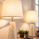 Coastal Table Lamps for Bedroom Nightstand Set of 2, Touch Control Ocean Beach Nautical Seashell Lamp, Modern Sea Shell Bedside Night Stands Light for Beachy Cottage Farmhouse Decor (Gold)