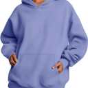 Trendy Queen Womens Oversized Hoodies Fleece Sweatshirts Sweaters Spring Outfits 2025 Pullover Fall Winter Clothes (Small, Blue Purple)
