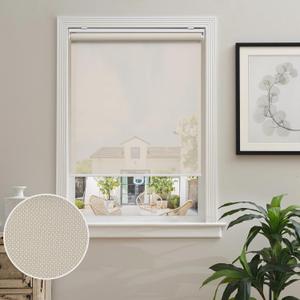 AOSKY Cordless Roller Shades for Windows Light Filtering Shades with 5% Openness Solar Screen Semi Sheer Roller Blinds UV Protection for Office and Home. Easy to Install 25" W x 72" H (Beige) (25"W x 72"H, Beige)