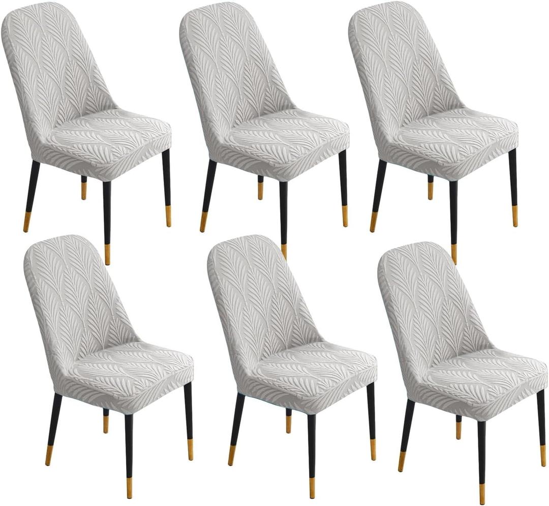 Stretch Curved Chair Covers for Dining Chairs, Semi Circle Back Dining Chair Slipcovers, High Back Kitchen Chair Protector Seat Covers for Restaurant Banquet(Light Gray,6PCS)