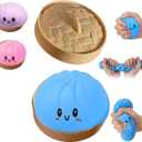 Flashing Dumplings,Soft and Cute Flashing Dumpling Toy,Dumpling Stress-Relieving Ball,Elastic Tabletop Toy,Soft and Squeezable Stress-Relieving Dough (Blue)