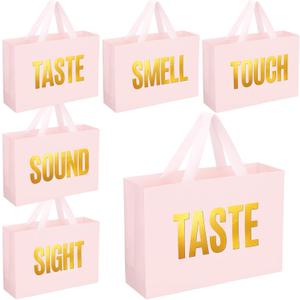 Kolldenn Valentine's Day 5 Senses Gift Bags for Him, Her, Valentine Five Senses Gift Paper Kraft Bags with Ribbon Handle for Lover Husband Boyfriend Birthday Party(Pink,12.6 x 8.7 x 4 Inch)