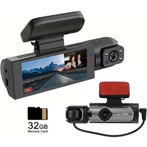 Dash Cam Front & Rear, Cardvr Video Dash, 1 Count Mini Dash Cam for Car with 32GB SD Card, 3.16 Inch IPS Screen 1080P HD Camera with Dual Lens