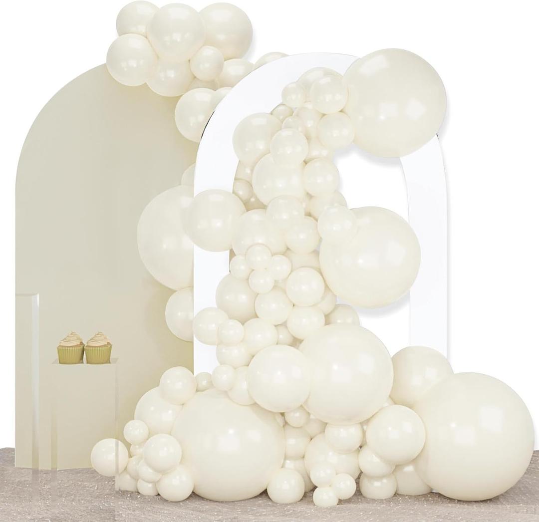 2 x PartyWoo Beige Balloons 140pcs Different Sizes of 18 12 10 5 Inch Cream Ivory Balloon Arch Kit Garland for Wedding Bridal Graduation Baby Shower Easter Birthday Tea Boho Party Decorations White-Q08