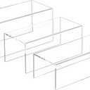 Clear Display Risers Shelf 3pcs, Countertop Rectangular Acrylic Display Storage Organizer, Acrylic Stands for Funko Pop Figure, Cosmetics, Bags, Shoes, Toys, Collectibles - 12- 4'', 5'', 6''