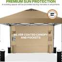 Tunbne 10'x10' Pop Up Canopy Tent with 1 Sidewall and 6 Pockets, One Push Setup, Instant Shade Tent with Vented Roof for Beach Patio Outdoor, Case, 8 Stakes, 4 Ropes, 4 Sandbags (Khaki, 10x10)