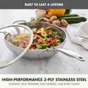 GreenPan Valencia Pro Tri-Ply Stainless Steel 12" Wok Pan with Lid, Induction Ready Cookware, All Cooktops, Sauce Pot, Mirror Finish, Dishwasher & Oven/Broiler Safe to 600F