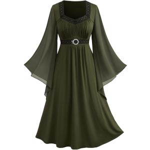 ROSE GAL Rosegal Plus Size Renaissance Costumes Dress for Women Medieval Fairy Halloween Dress (3X, Green_1)