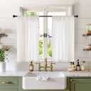 BGment Small Linen Curtains 36 Inch Length for Kitchen Cafe Window Over Sink - Half Window Drapes Natural Semi Sheer with Rod Pocket for Bathroom, 2 Panels Set, 30 X 36 Inch
