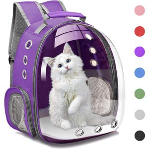 Cat Backpack Carrier Bubble Carrying Bag, Small Dog Backpack Carrier for Small Medium Dogs Cats, Space Capsule Pet Carrier Dog Hiking Backpack, Airline Approved Travel Carrier - Purple