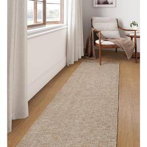 Collive Long Hallway Runner Rug 2.6' x 10', Washable Runner Indoor Entryway Rug, Tan/Cream Braided Woven Kitchen Runner Rugs Low-Profile Front Door Floor Carpet for Laundry Room Bedroom Doorway