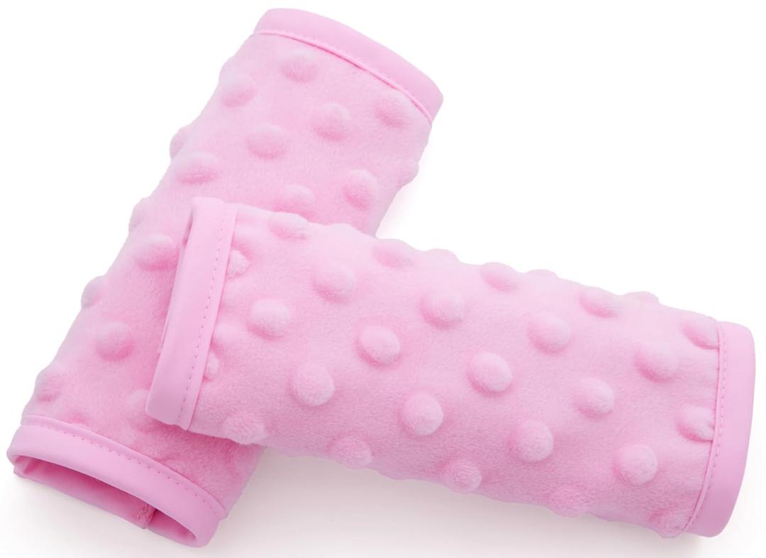 Pro Goleem Car Seat Strap Covers for Babies Girl Soft Car Seat Strap Shoulder Pads for All Car Seats, Stroller, Pushcar, Pink (Medium)