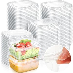 100 Pack 16 oz Tamper Proof Clear Deli Containers with Lid Disposable Square Plastic Deli Sandwich Tiramisu Airtight Meal Container for Refrigerator Dishwasher Microwave Take out Kitchen