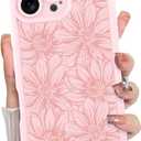 MZELQ for iPhone 16 Pro Max Case, Silicone Sunflower Floral Flower Cute Pattern, Camera Protection Soft Slim Shockproof for Girls Women -Pink