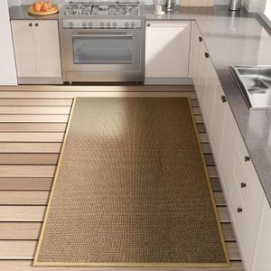 Kitchen Mat, Rubber Backing Cushioned Non Slip Kitchen Rugs for Floor, Absorbent Runner Comfort Standing Mat Rug Washable for Kitchen, Office, Home, 35.4"x71" (Brown) (2'11" x 5'11" (Rectangular))
